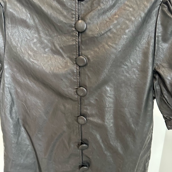 Who What Wear Black Faux Leather Blouse Small NWOT - Picture 3 of 6